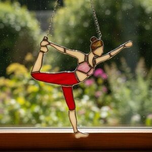 Stained Glass Yoga Pose Suncatcher
